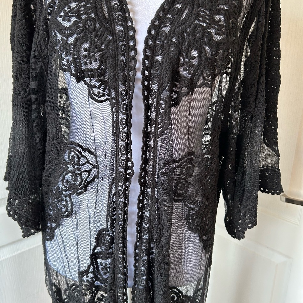 Fairycore Black Lace Cardigan – Women’s Large/XL – Boho Chic Vintage-Inspired”​ - Picture 6 of 10